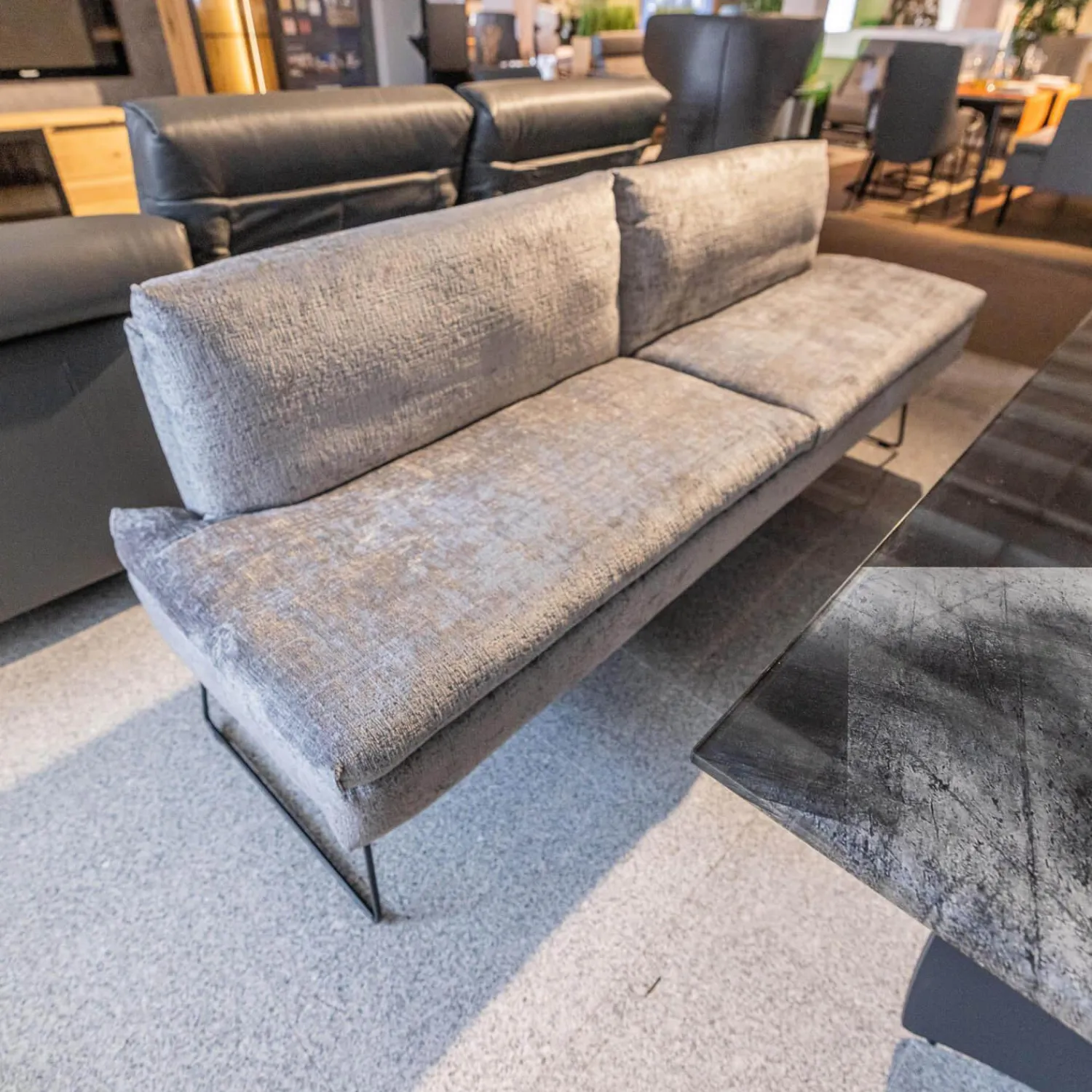 WK Wohnen Stuhlsets|Sitzgruppe WK 790 Bezug Stoff B3094 Basalt Grau Gestell Metall Schwarz