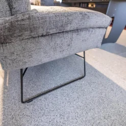 WK Wohnen Stuhlsets|Sitzgruppe WK 790 Bezug Stoff B3094 Basalt Grau Gestell Metall Schwarz