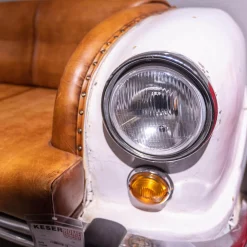 Eigene Herstellung 2-Sitzer-Sofas|Sofa 21688 Autoform Ambassador mit Scheinwerfern Leder/Metall weiß braun-rot Vintage