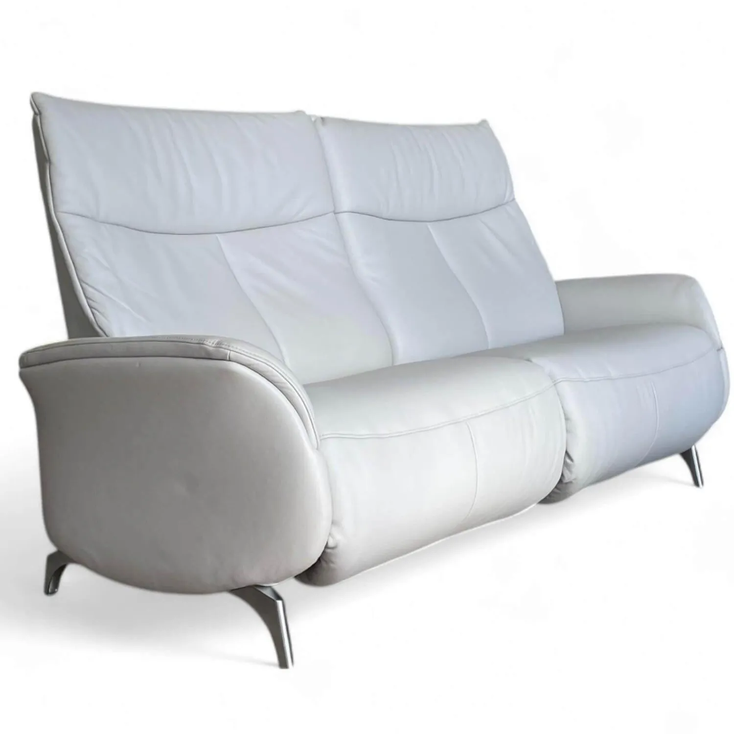 himolla 2-Sitzer-Sofas|Sofa 4061 Cumuly Comfort Leder 33 Longlife Soft Eis Weiß Füße Metall Mit Elektrischer Verstellung