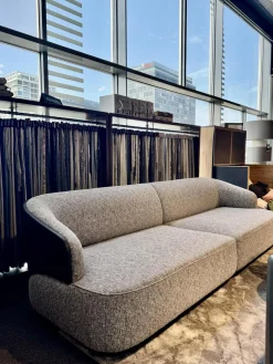 Rubelli Casa 2-Sitzer-Sofas|Sofa 260 Lago Stoff Grau Rücken Leder Schwarz Füße Schwarz