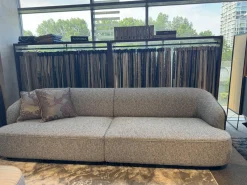 Rubelli Casa 2-Sitzer-Sofas|Sofa 260 Lago Stoff Grau Rücken Leder Schwarz Füße Schwarz