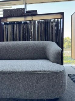 Rubelli Casa 2-Sitzer-Sofas|Sofa 260 Lago Stoff Grau Rücken Leder Schwarz Füße Schwarz