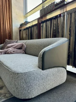 Rubelli Casa 2-Sitzer-Sofas|Sofa 260 Lago Stoff Grau Rücken Leder Schwarz Füße Schwarz