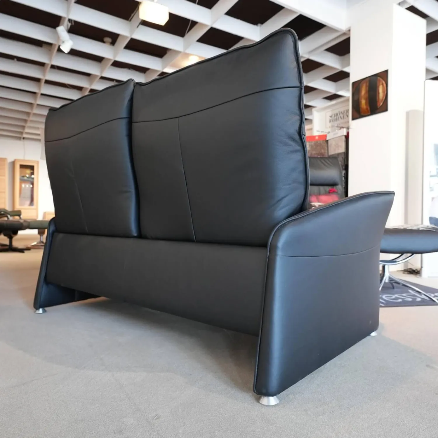 himolla 2-Sitzer-Sofas|Sofa 4929 Leder 31 Longsoft Rabe Schwarz Fuß Aluminium Mit Relaxfunktion