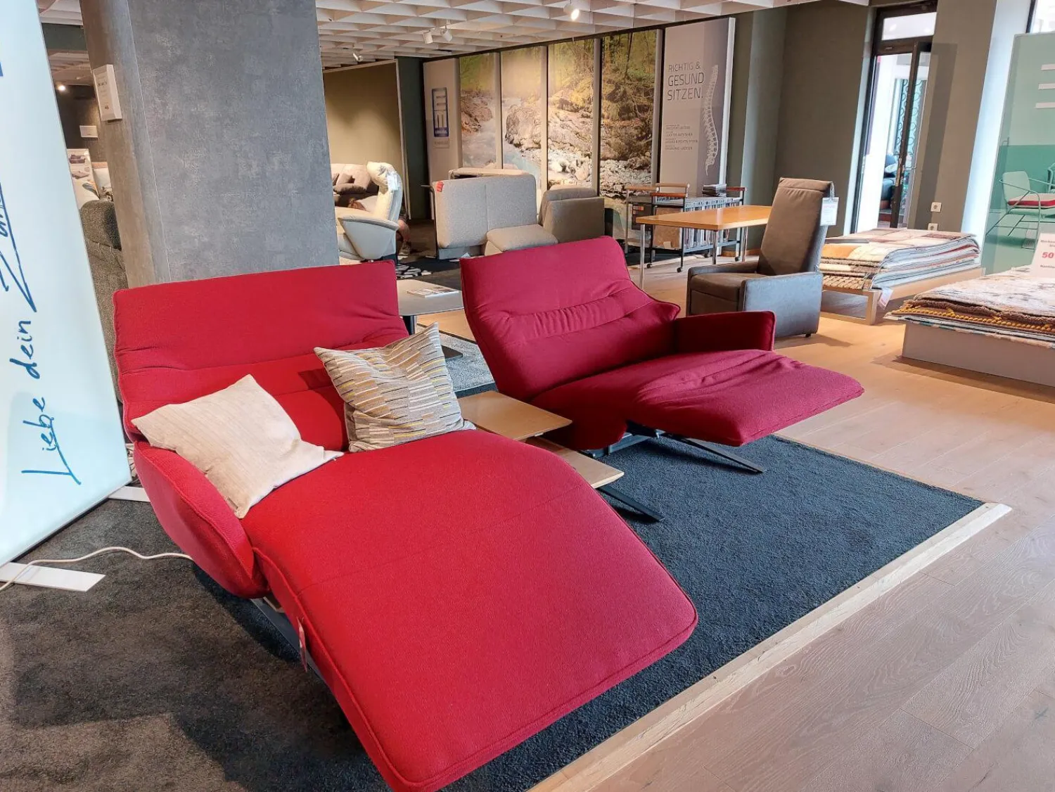 himolla 2-Sitzer-Sofas|Sofa 4905 Lounger Bezug Stoff Q2 Fashio Cabren Metallkufe Anthrazit Abschlussrecamiere Links Drehbar