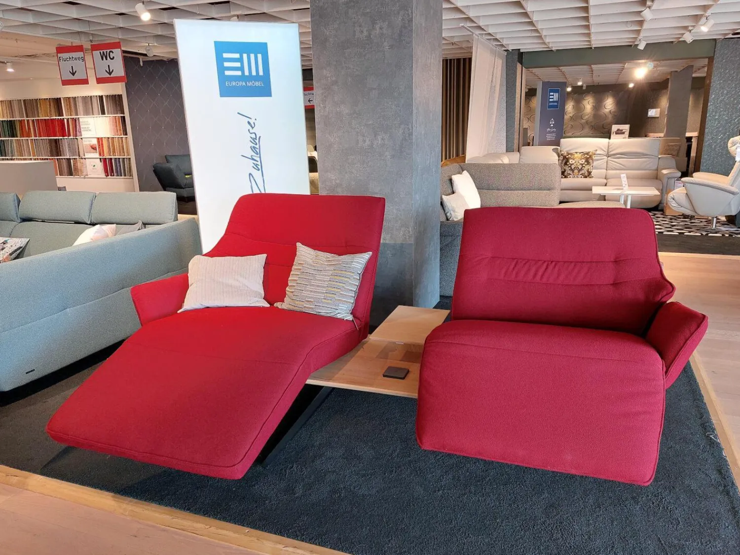 himolla 2-Sitzer-Sofas|Sofa 4905 Lounger Bezug Stoff Q2 Fashio Cabren Metallkufe Anthrazit Abschlussrecamiere Links Drehbar