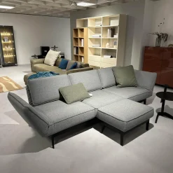 Rolf Benz 3-Sitzer-Sofas|Sofa 386 Mera Stoff 24 551 Umbragrau Gestell Stahl Verkehrsschwarz Pulverbeschichtet Inklusive Kissen