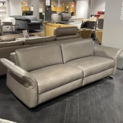 Rom 2-Sitzer-Sofas|Sofa Adora Bezug Leder Kenia LG1 Grey Grau Füße Schwarz 01BL