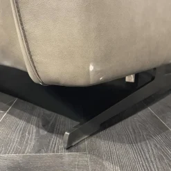 Rom 2-Sitzer-Sofas|Sofa Adora Bezug Leder Kenia LG1 Grey Grau Füße Schwarz 01BL