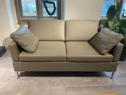 Brühl 2-Sitzer-Sofas|Sofa Alba 85505 Leder 5423 25 Grau Winkelfuß Verchromt Pulverbeschichtet Mit Kissen