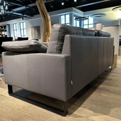 Brühl 3-Sitzer-Sofas|Sofa Alba Leder 5669 95 Grau Metallkufe Schwarz Pulverbeschichtet