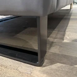 Brühl 3-Sitzer-Sofas|Sofa Alba Leder 5669 95 Grau Metallkufe Schwarz Pulverbeschichtet