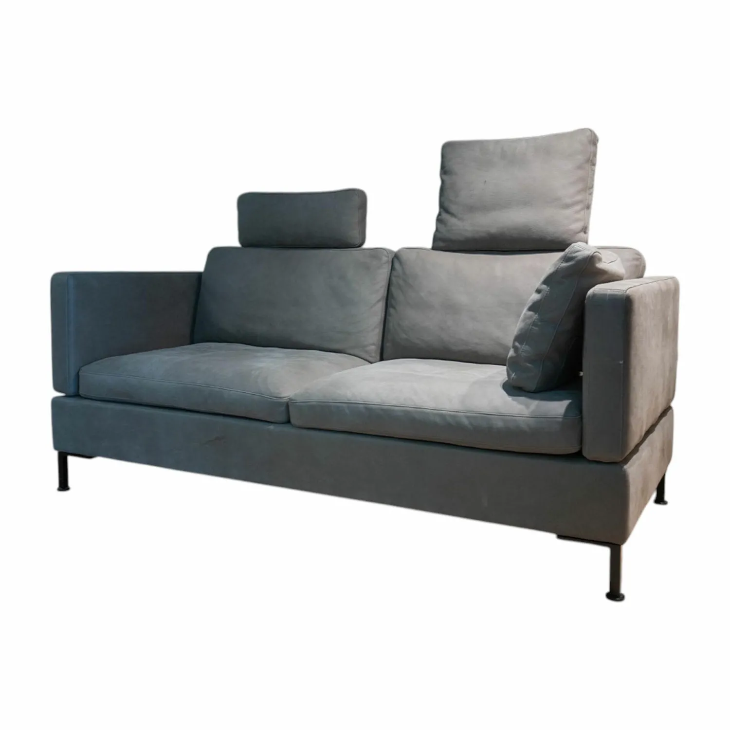 Brühl 2-Sitzer-Sofas|Sofa Alba Leder Taron 20 Grau Braun Gestell Schwarz Pulverbeschichtet Inklusive Kissen