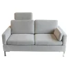 Brühl 2-Sitzer-Sofas|Sofa Alba M Stoff 3637 Beige Grau Fuß Chrom Glänzend Mit Integrierten Kopfstützen