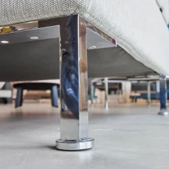 Brühl 2-Sitzer-Sofas|Sofa Alba M Stoff 3637 Beige Grau Fuß Chrom Glänzend Mit Integrierten Kopfstützen