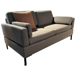 Brühl 2-Sitzer-Sofas|Sofa Alba Stoff 5275 96 Grau Winkelfuß Schwarz Mit Klappbaren Armlehnen