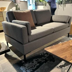 Brühl 2-Sitzer-Sofas|Sofa Alba Stoff 5275 96 Grau Winkelfuß Schwarz Mit Klappbaren Armlehnen