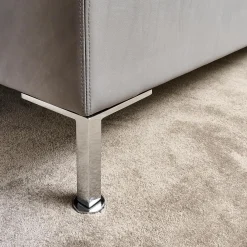 Brühl 2-Sitzer-Sofas|Sofa Alba System M Leder 5707 Pearl 0095 Grau Winkelfuß Verchromt Mit Kopfstütze