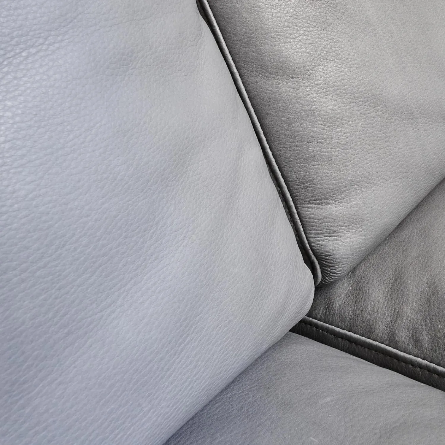 Brühl 2-Sitzer-Sofas|Sofa Alba System M Leder 5707 Pearl 0095 Grau Winkelfuß Verchromt Mit Kopfstütze