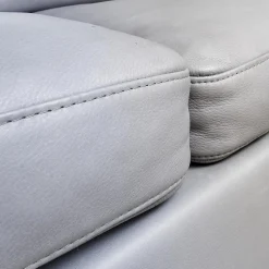 Brühl 2-Sitzer-Sofas|Sofa Alba System M Leder 5707 Pearl 0095 Grau Winkelfuß Verchromt Mit Kopfstütze