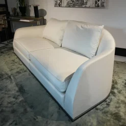 Flexform 2-Sitzer-Sofas|Sofa Alfred Bezug Stoff Empoli N. 930 Extra Grau Gestell Massivholz Füße Metall Brüniert Schwarz