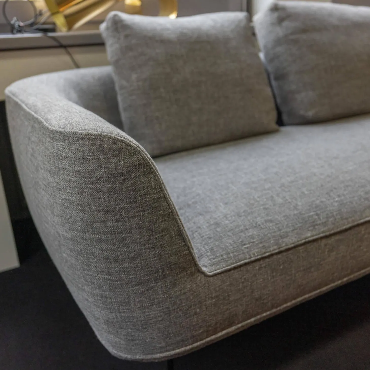 Wittmann 3-Sitzer-Sofas|Sofa Andes Bezug Stoff Gent Grau Füße Pulverbeschichtet Schwarz Grau