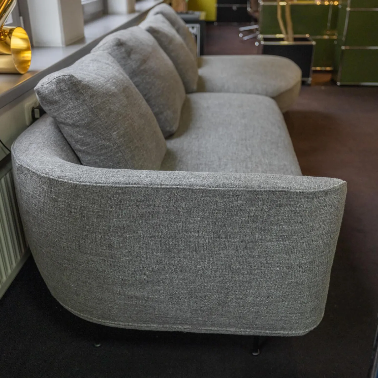 Wittmann 3-Sitzer-Sofas|Sofa Andes Bezug Stoff Gent Grau Füße Pulverbeschichtet Schwarz Grau