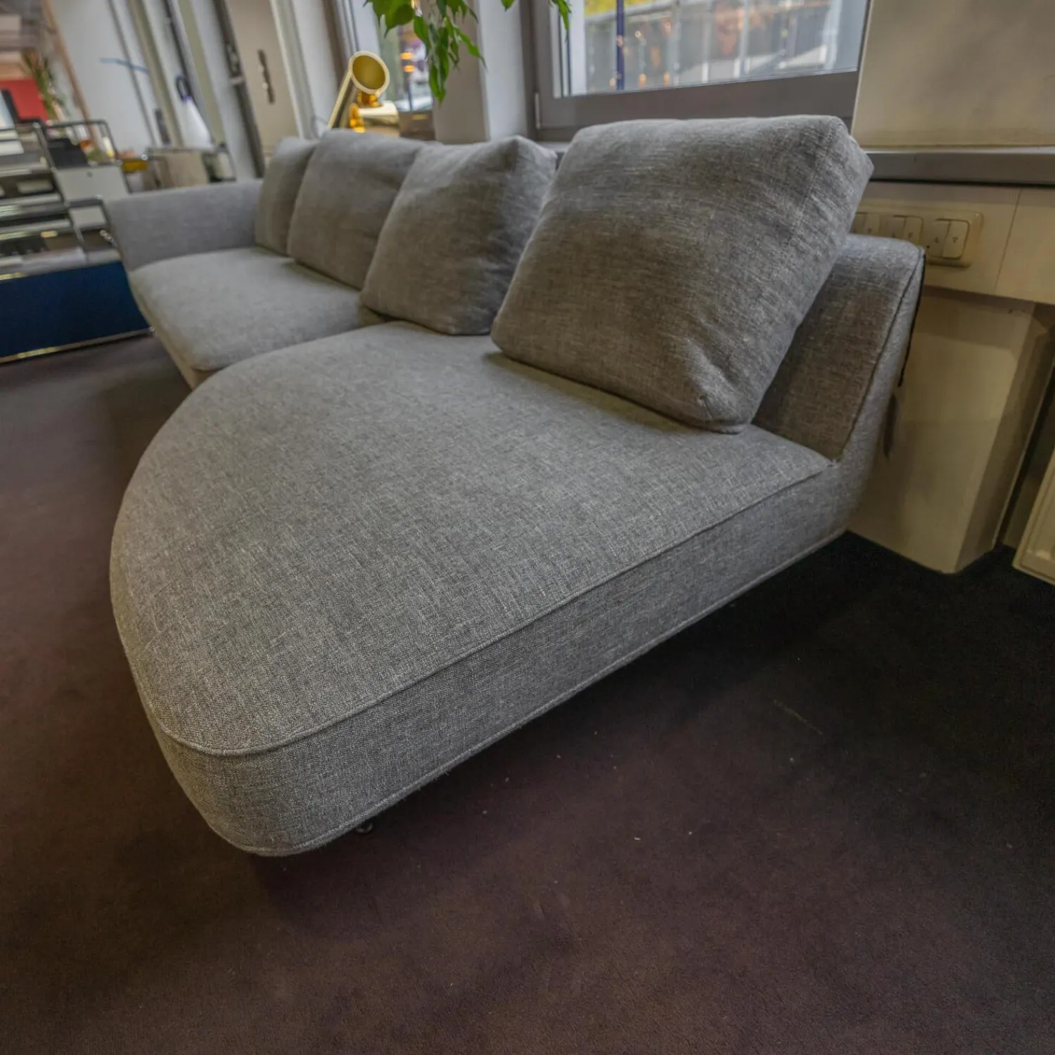 Wittmann 3-Sitzer-Sofas|Sofa Andes Bezug Stoff Gent Grau Füße Pulverbeschichtet Schwarz Grau