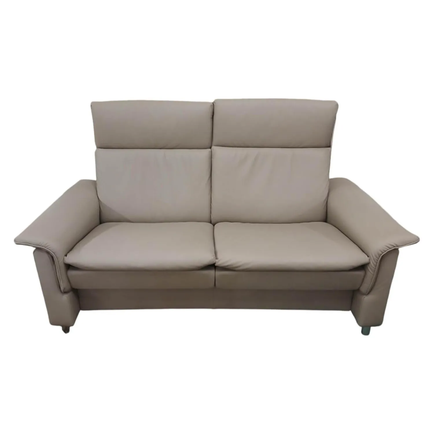 Stressless 2-Sitzer-Sofas|Sofa Aurora Hoch Leder Paloma Mushroom Grau Braun Creme Fuß Stahlbein Rund 8 Chrom