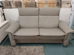 Stressless 2-Sitzer-Sofas|Sofa Aurora Hoch Leder Paloma Mushroom Grau Braun Creme Fuß Stahlbein Rund 8 Chrom