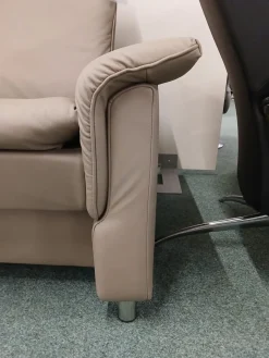 Stressless 2-Sitzer-Sofas|Sofa Aurora Hoch Leder Paloma Mushroom Grau Braun Creme Fuß Stahlbein Rund 8 Chrom