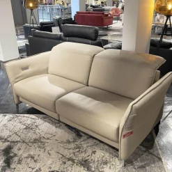 Erpo 2-Sitzer-Sofas|Sofa Avantgarde 965 Bezug Leder 43 210 Pearl Beige Kufe Hochglanz Mit Motorischer Sitz Und Rückenverstellung