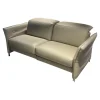Erpo 2-Sitzer-Sofas|Sofa Avantgarde 965 Leder 43 210 Pearl Beige Grau Kufe Verchromt Mit Funktionen