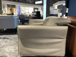 Erpo 2-Sitzer-Sofas|Sofa Avantgarde 965 Leder 43 210 Pearl Beige Grau Kufe Verchromt Mit Funktionen