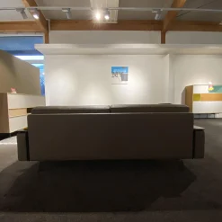 Erpo 2-Sitzer-Sofas|Sofa Avantgarde 500 Leder 43 560 Fango Grau Beige Kernlederarmlehnen Schwarz Gestell Verchromt Hochglanz