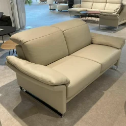 Erpo 2-Sitzer-Sofas|Sofa Avantgarde Leder 43 Pearl 210 Beige Gestell Metall Hochglanz