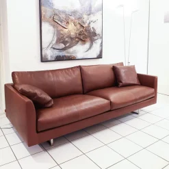 Montis 2-Sitzer-Sofas|Sofa Axel 3.5-Sitzer Bezug Leder Rancho Sienna L50 Kufengestell Edelstahl