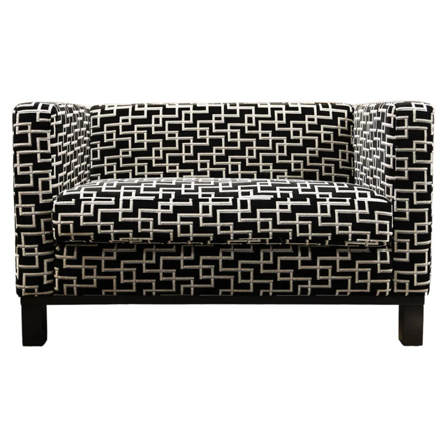 Lambert 2-Sitzer-Sofas|Sofa Bella Bezug Stoff 83567 Eileen Schwarz/Grau Rahmen Und Füße Massivholz Schwarz Gebeizt