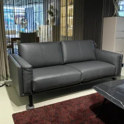 Leolux 2-Sitzer-Sofas|Sofa Bellice 679 B20 Vollnarbenleder Raffino 109 Shark Schwarz Grau Gestell Epoxy Granite Matt