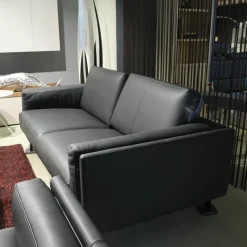 Leolux 2-Sitzer-Sofas|Sofa Bellice 679 B20 Vollnarbenleder Raffino 109 Shark Schwarz Grau Gestell Epoxy Granite Matt