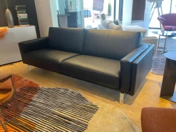 Leolux 2-Sitzer-Sofas|Sofa Bellice 679 Leder Senso Schwarz Füße Sobrio Aluminium