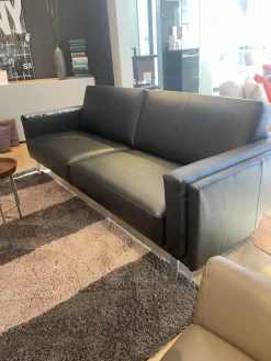 Leolux 2-Sitzer-Sofas|Sofa Bellice 679 Leder Senso Schwarz Füße Sobrio Aluminium