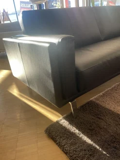 Leolux 2-Sitzer-Sofas|Sofa Bellice 679 Leder Senso Schwarz Füße Sobrio Aluminium