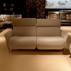 himolla 2-Sitzer-Sofas|Sofa Boston 4171 Stoff Novano Cloud Grau Metallfüße Edelstahloptik Kopfteil Höhenverstellbar Mit Lendenkissen