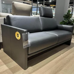 Rolf Benz 2-Sitzer-Sofas|Sofa Cara 009 In Leder 38.110 Verkehrschwarz Schwarz Niedriges Rückenkissen Sitzkomfort Classic Mit Kopfstütze Und Kissen