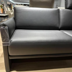 Rolf Benz 2-Sitzer-Sofas|Sofa Cara 009 In Leder 38.110 Verkehrschwarz Schwarz Niedriges Rückenkissen Sitzkomfort Classic Mit Kopfstütze Und Kissen