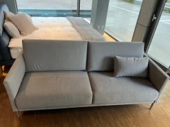 Rolf Benz 2-Sitzer-Sofas|Sofa Cara Bezug Stoff 14.113 Silbergrau Fuß Metallrundrohr Mattchrom Mit Filzgleitern