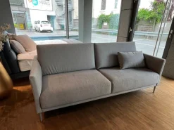 Rolf Benz 2-Sitzer-Sofas|Sofa Cara Bezug Stoff 14.113 Silbergrau Fuß Metallrundrohr Mattchrom Mit Filzgleitern