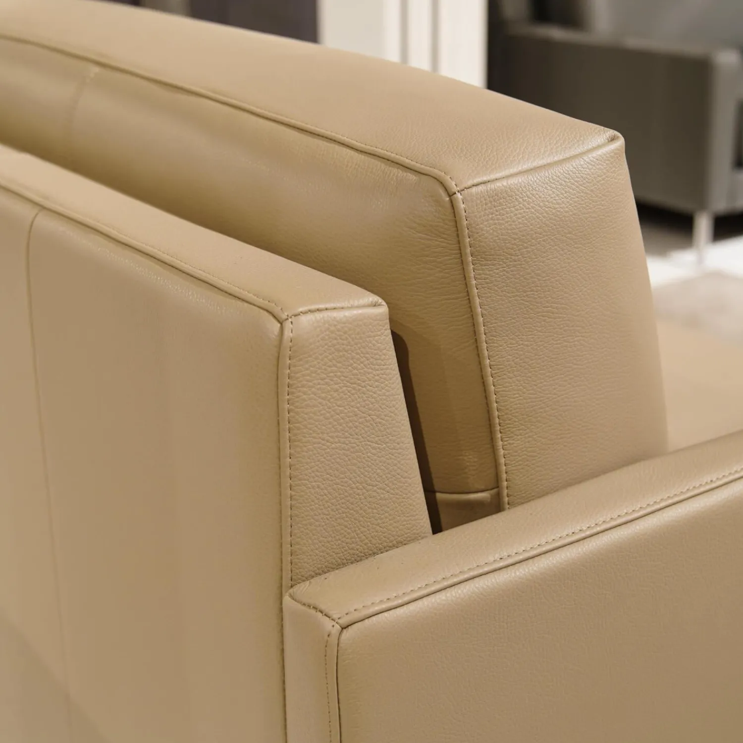 Rolf Benz 2-Sitzer-Sofas|Sofa Cara H-SOB SB168 Bezug Leder 38.102 Beigegrau Inklusive 2 Kissen